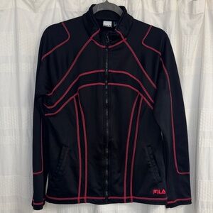 Fila Women's Spirt Full Zip Black Jacket with Hot Pink Accents